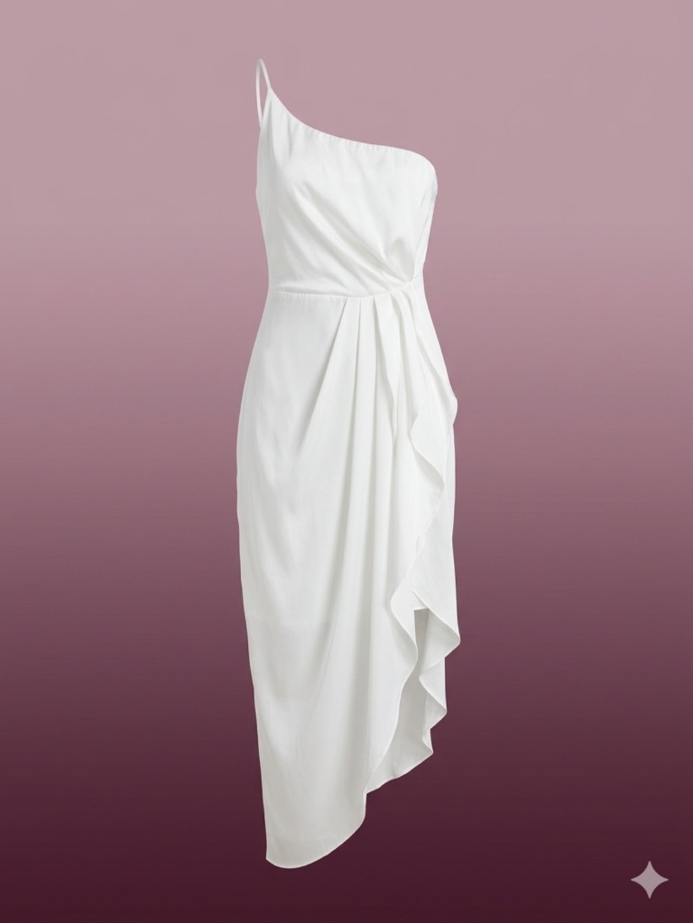White One-Shoulder Ruffle Lulu’s Wedding Dress